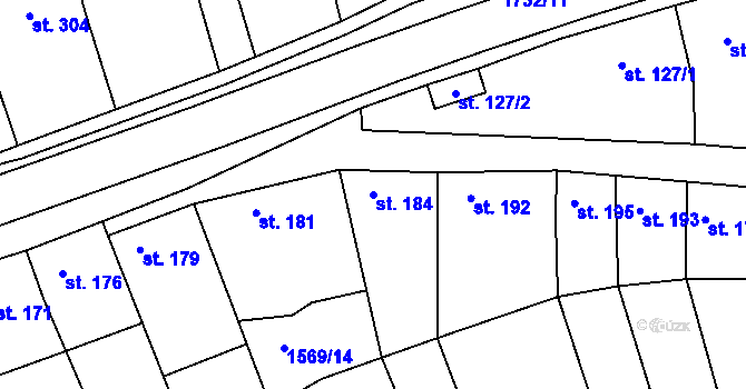 Parcela st. 184 v KÚ Nesovice, Katastrální mapa