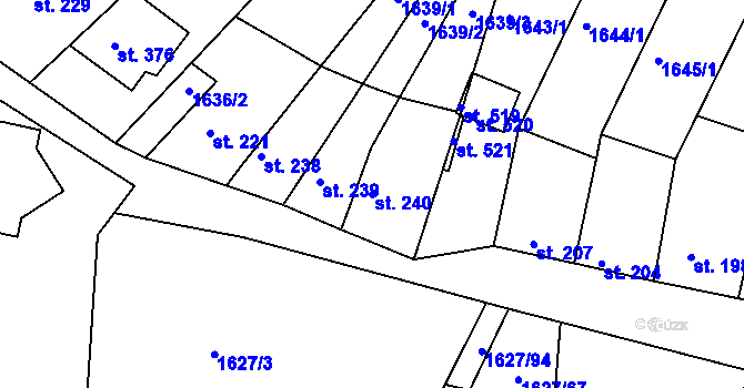 Parcela st. 240 v KÚ Nesovice, Katastrální mapa