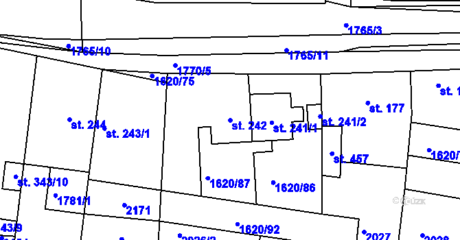 Parcela st. 242 v KÚ Nesovice, Katastrální mapa