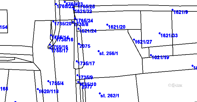 Parcela st. 256/1 v KÚ Nesovice, Katastrální mapa