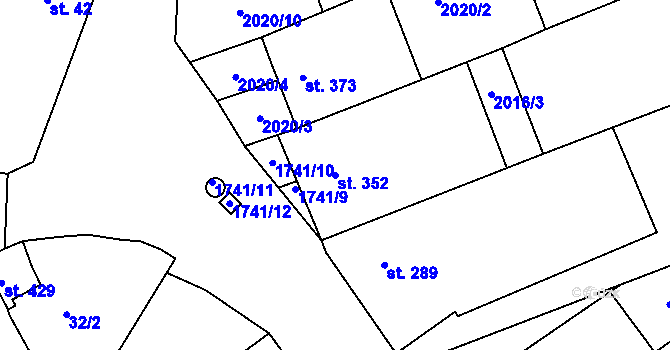 Parcela st. 352 v KÚ Nesovice, Katastrální mapa