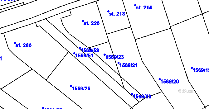 Parcela st. 1569/23 v KÚ Nesovice, Katastrální mapa