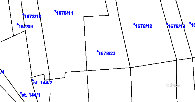 Parcela st. 1678/23 v KÚ Nesovice, Katastrální mapa