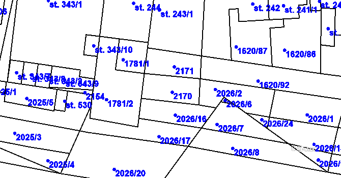 Parcela st. 243/2 v KÚ Nesovice, Katastrální mapa