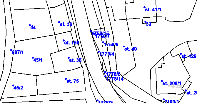 Parcela st. 1778/4 v KÚ Nesovice, Katastrální mapa