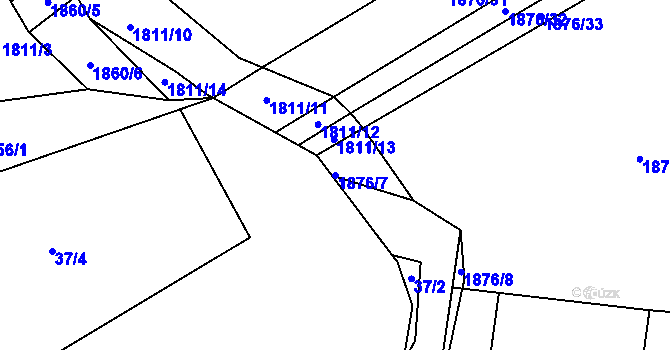 Parcela st. 1876/7 v KÚ Nesovice, Katastrální mapa