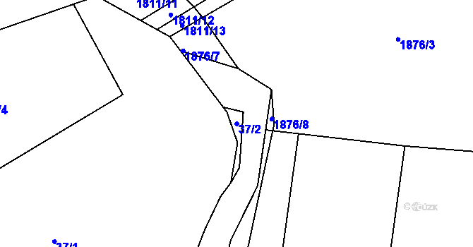 Parcela st. 37/2 v KÚ Nesovice, Katastrální mapa