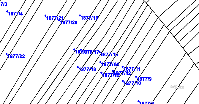 Parcela st. 1877/15 v KÚ Nesovice, Katastrální mapa