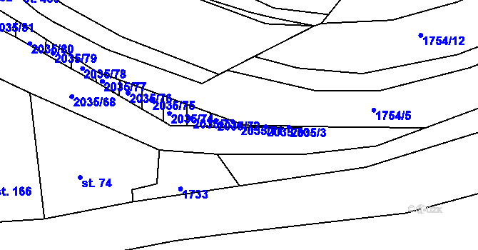 Parcela st. 2035/71 v KÚ Nesovice, Katastrální mapa