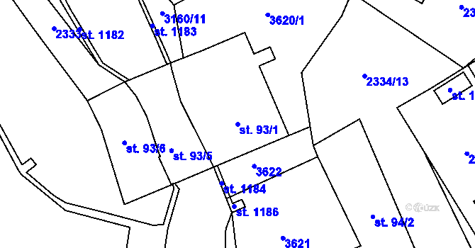 Parcela st. 93/1 v KÚ Nespeky, Katastrální mapa