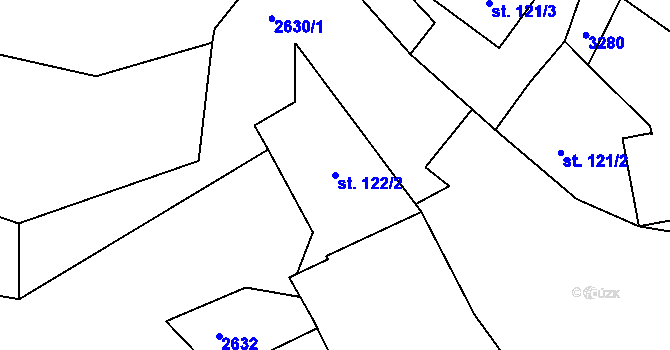 Parcela st. 122/2 v KÚ Nespeky, Katastrální mapa