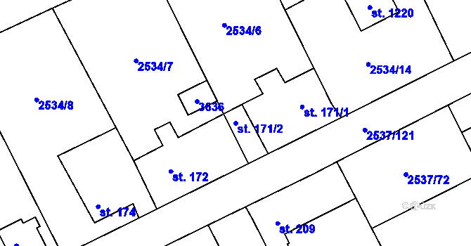 Parcela st. 171/2 v KÚ Nespeky, Katastrální mapa