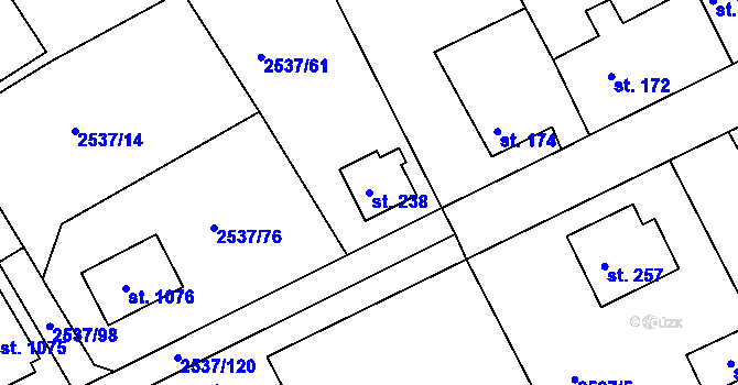 Parcela st. 238 v KÚ Nespeky, Katastrální mapa