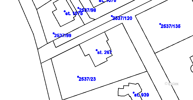 Parcela st. 267 v KÚ Nespeky, Katastrální mapa