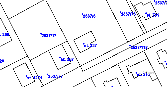 Parcela st. 337 v KÚ Nespeky, Katastrální mapa