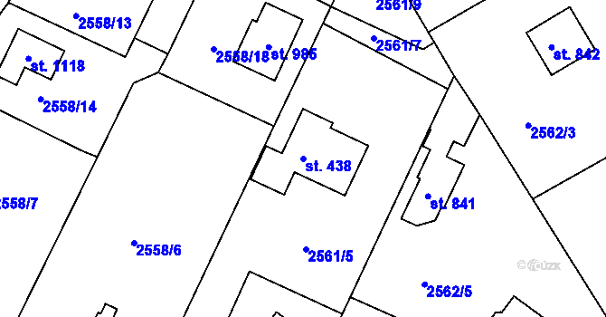 Parcela st. 438 v KÚ Nespeky, Katastrální mapa