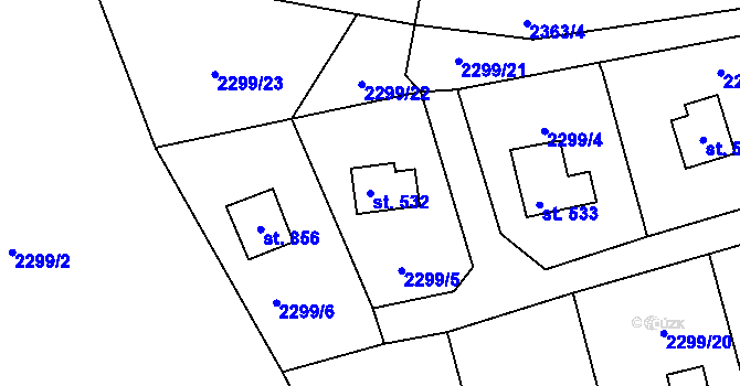 Parcela st. 532 v KÚ Nespeky, Katastrální mapa