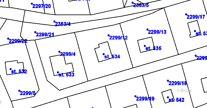 Parcela st. 534 v KÚ Nespeky, Katastrální mapa