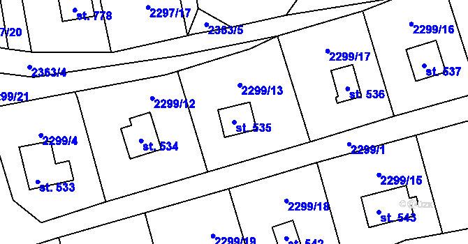 Parcela st. 535 v KÚ Nespeky, Katastrální mapa