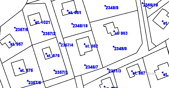 Parcela st. 562 v KÚ Nespeky, Katastrální mapa