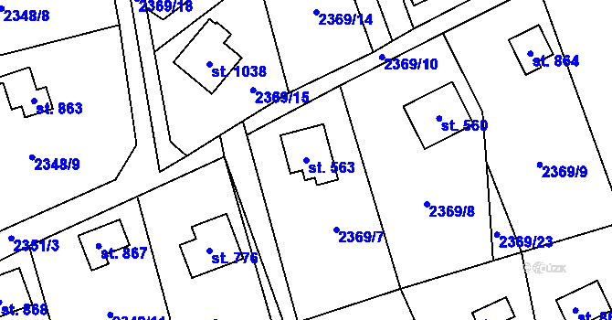Parcela st. 563 v KÚ Nespeky, Katastrální mapa