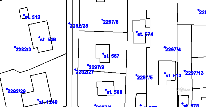 Parcela st. 567 v KÚ Nespeky, Katastrální mapa