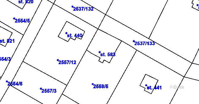 Parcela st. 583 v KÚ Nespeky, Katastrální mapa