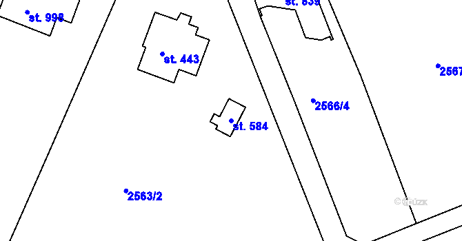 Parcela st. 584 v KÚ Nespeky, Katastrální mapa