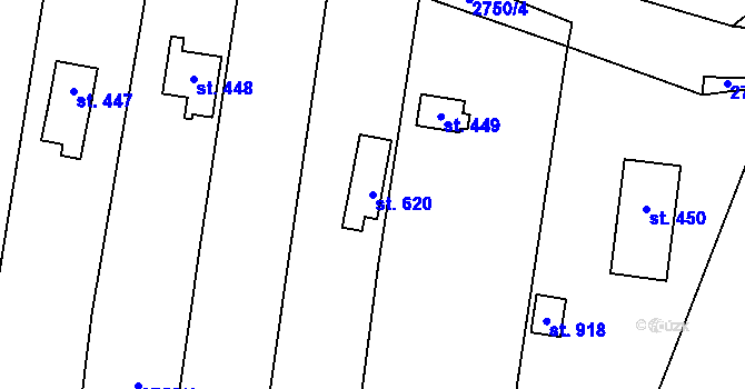 Parcela st. 620 v KÚ Nespeky, Katastrální mapa
