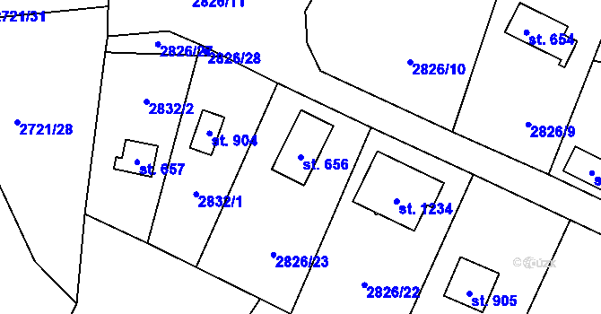 Parcela st. 656 v KÚ Nespeky, Katastrální mapa