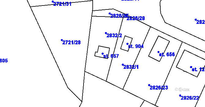 Parcela st. 657 v KÚ Nespeky, Katastrální mapa