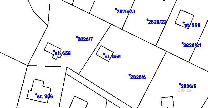 Parcela st. 659 v KÚ Nespeky, Katastrální mapa