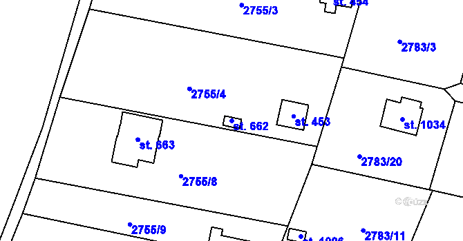 Parcela st. 662 v KÚ Nespeky, Katastrální mapa