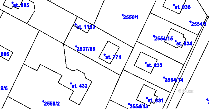Parcela st. 771 v KÚ Nespeky, Katastrální mapa