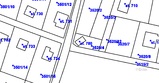 Parcela st. 780 v KÚ Nespeky, Katastrální mapa