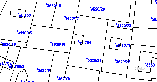 Parcela st. 781 v KÚ Nespeky, Katastrální mapa