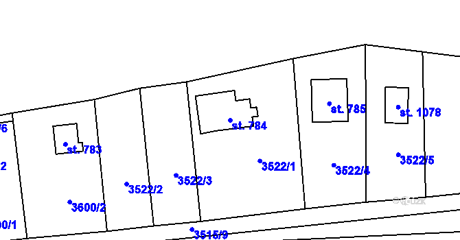 Parcela st. 784 v KÚ Nespeky, Katastrální mapa