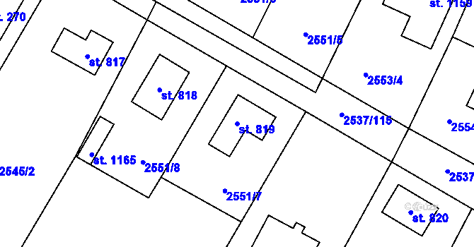 Parcela st. 819 v KÚ Nespeky, Katastrální mapa