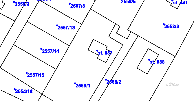 Parcela st. 837 v KÚ Nespeky, Katastrální mapa