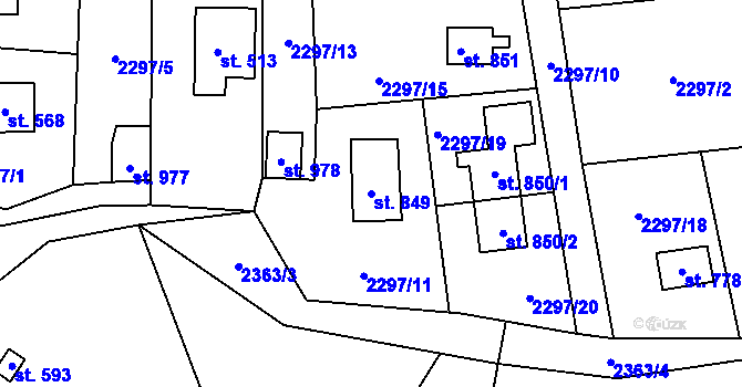 Parcela st. 849 v KÚ Nespeky, Katastrální mapa