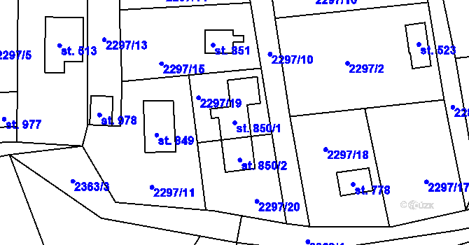 Parcela st. 850/1 v KÚ Nespeky, Katastrální mapa