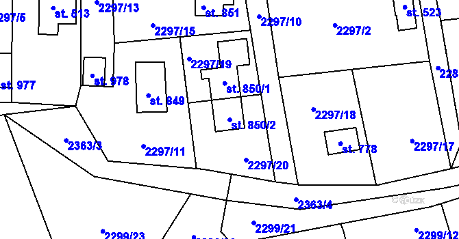 Parcela st. 850/2 v KÚ Nespeky, Katastrální mapa