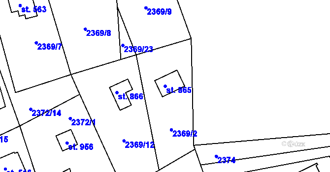Parcela st. 865 v KÚ Nespeky, Katastrální mapa