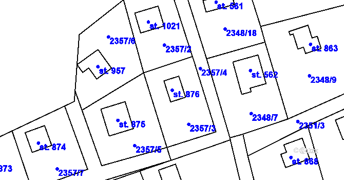 Parcela st. 876 v KÚ Nespeky, Katastrální mapa