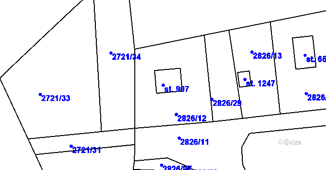 Parcela st. 907 v KÚ Nespeky, Katastrální mapa