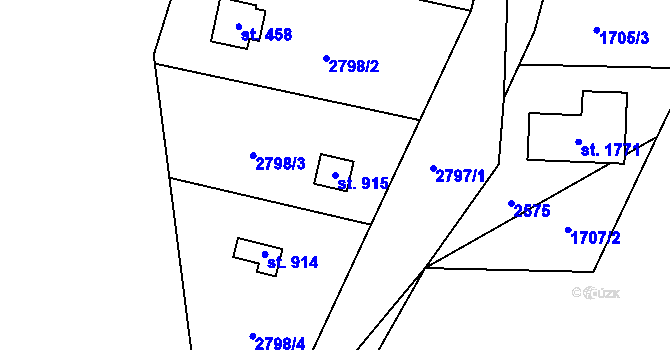 Parcela st. 915 v KÚ Nespeky, Katastrální mapa