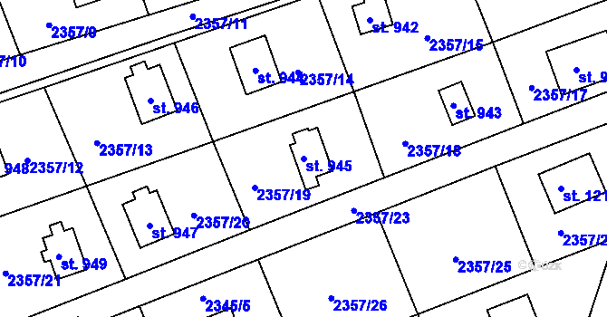 Parcela st. 945 v KÚ Nespeky, Katastrální mapa