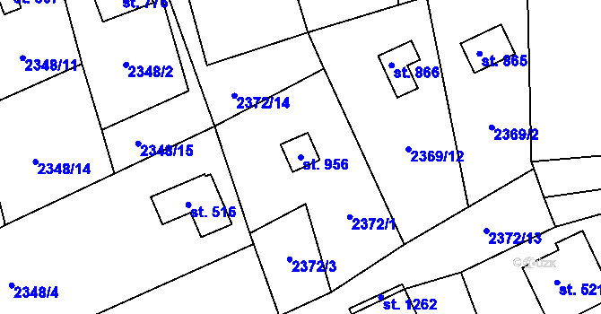 Parcela st. 956 v KÚ Nespeky, Katastrální mapa