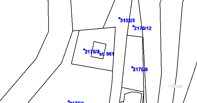 Parcela st. 961 v KÚ Nespeky, Katastrální mapa
