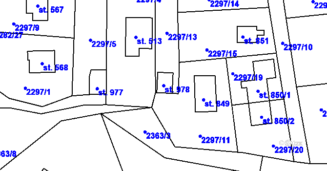 Parcela st. 978 v KÚ Nespeky, Katastrální mapa